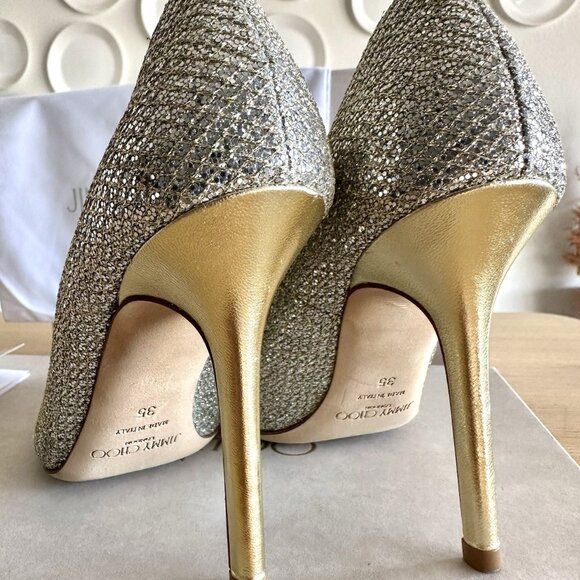 Jimmy Choo Agnes Champagne Glitter Fabric - Picture 5 of 9